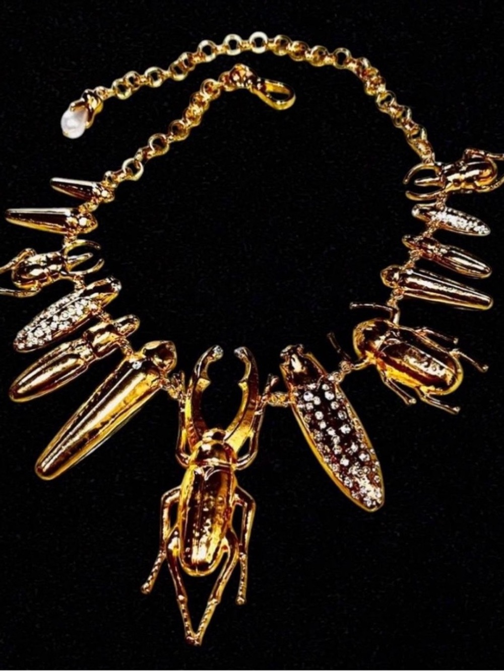 Gold Beetle Charm Schiaparelli inspired Statement Necklace - Picture 7 of 7
